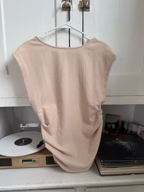 L'Academie Blush Beige Cap-Sleeve Top